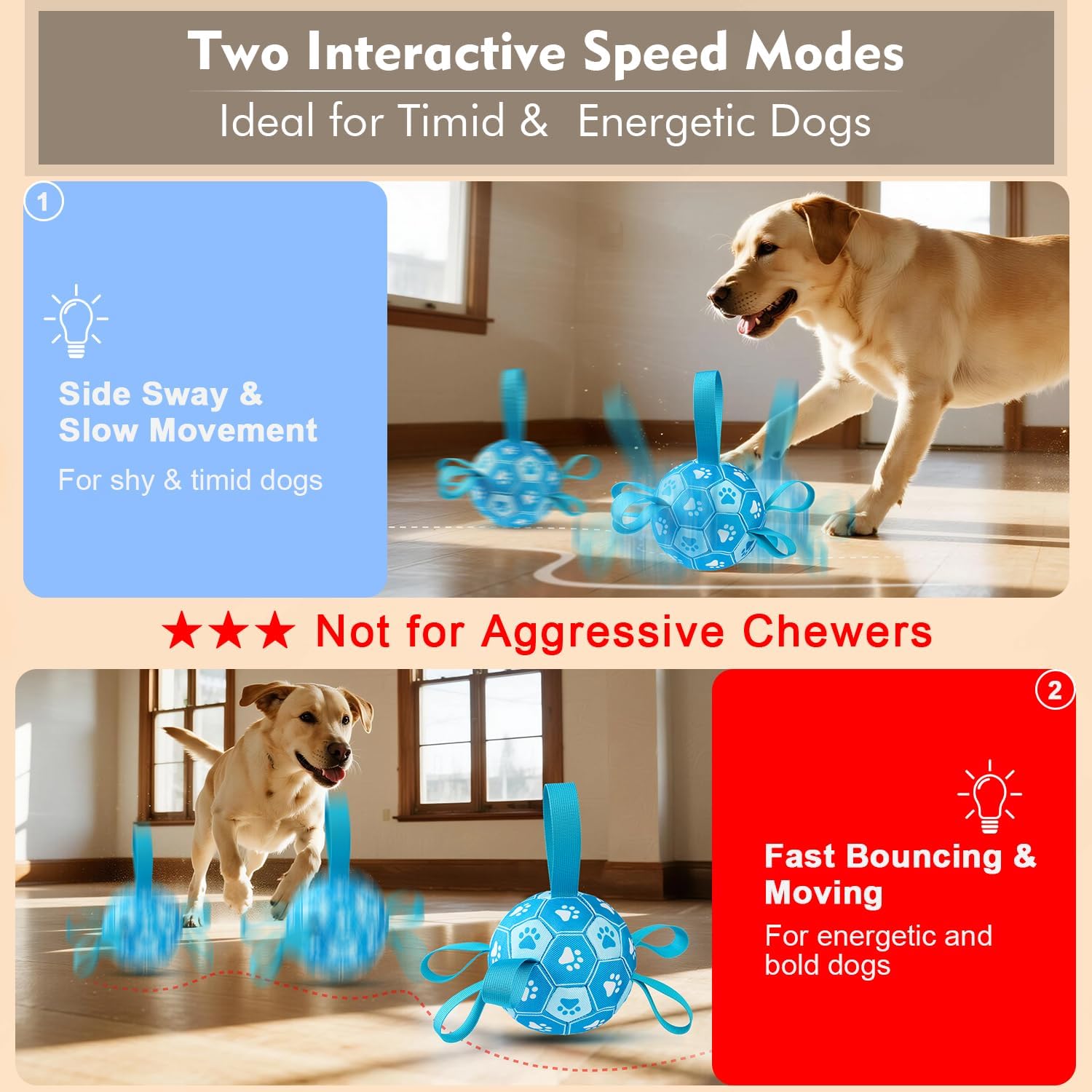 Interactive Dog Ball Toy with Tug Straps – Durable Plush Fetch & Training Toy for Small, Medium & Large Dogs