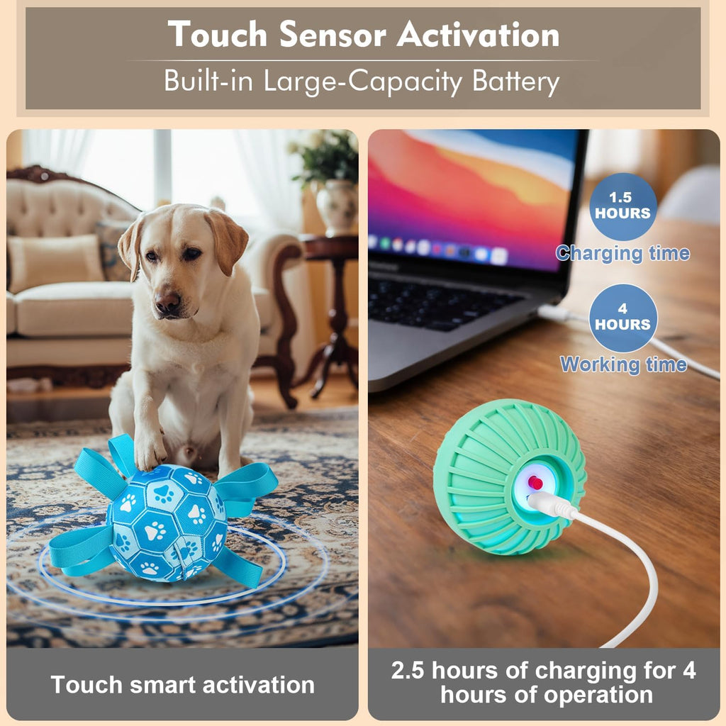 Interactive Dog Ball Toy with Tug Straps – Durable Plush Fetch & Training Toy for Small, Medium & Large Dogs