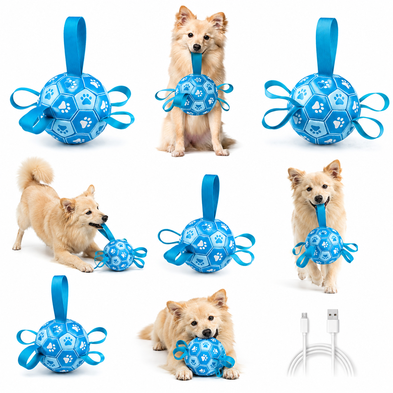Interactive Dog Ball Toy with Tug Straps – Durable Plush Fetch & Training Toy for Small, Medium & Large Dogs
