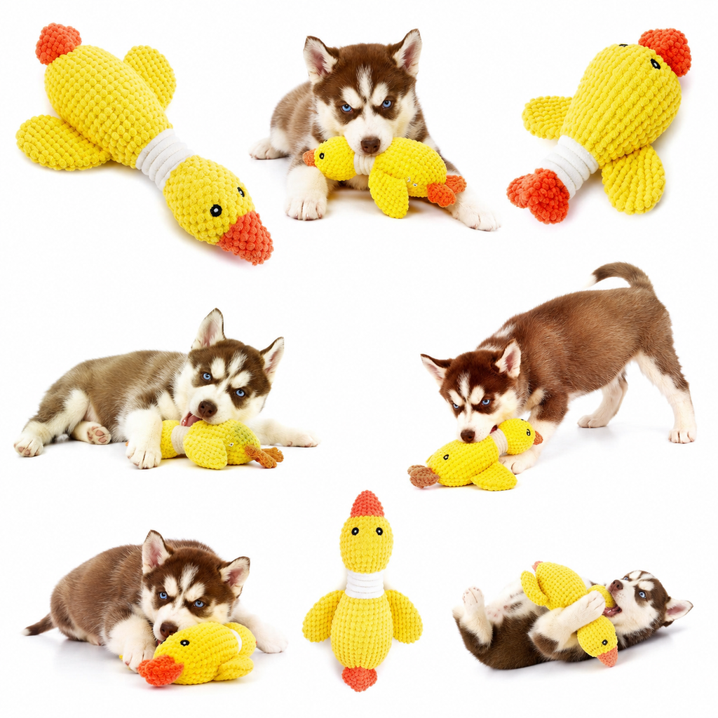 Plush Squeaky Duck Dog Toy – Soft Interactive Chew Toy for Dogs